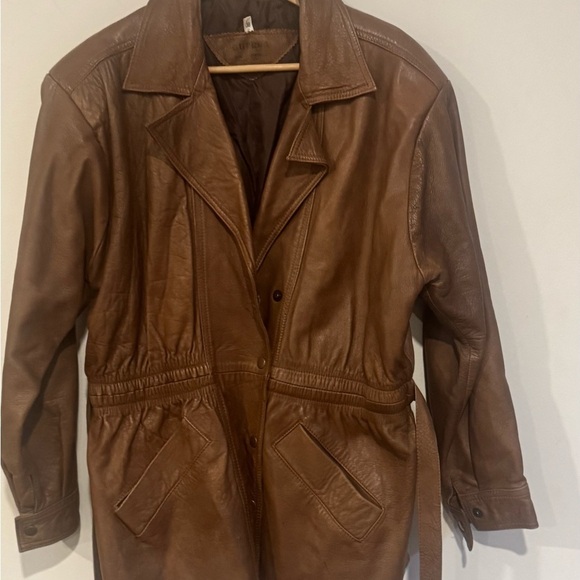 Vintage GUERRA Brown Leather Belted Coat – Size 38 - Picture 3 of 8